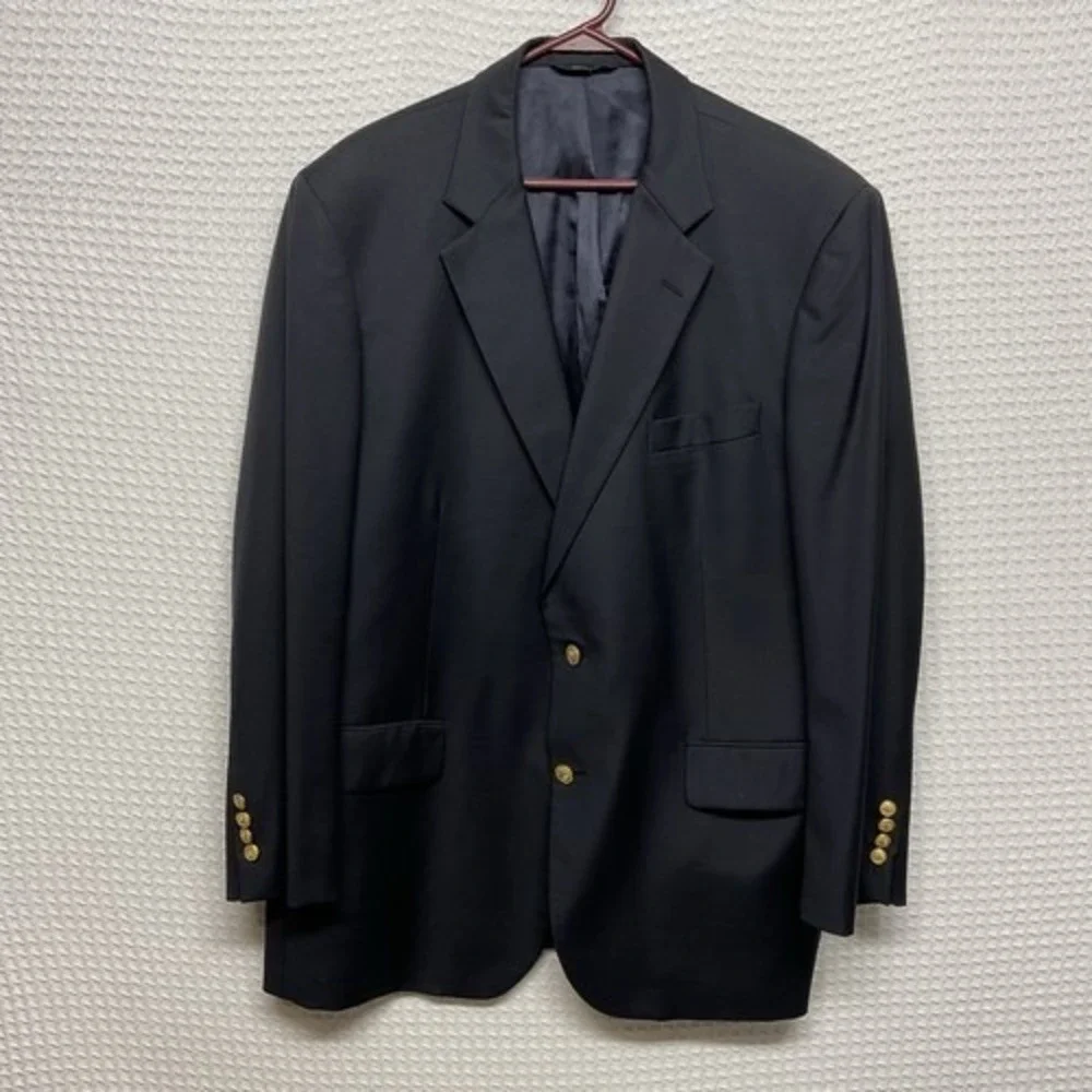 Brooks Brothers Loro Piana Black 2 Botton Madison Sport Coat Blazer Men 46 USA